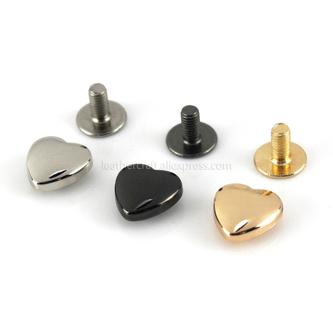 Remaches en forma de corazón de Metal para uñas, accesorios de decoración de 10mm con tornillos traseros para prendas de vestir, cuero, manualidades, cinturón, BILLETERA, bolso, 10 Uds. ► Foto 1/6