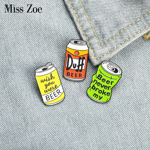 Pin esmaltado en lata de cerveza, broche de cerveza Duff personalizado, bolsa, ropa, solapa, insignia de Wish you were Beer, regalo de joyería para seguidores, amigos ► Foto 1/6