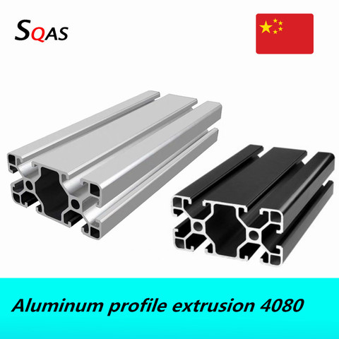 Extrusión de perfil de aluminio para CNC, envío gratis a través de UPS/Fedex/TNT, 500mm 4080-1500mm, plata/Negro, estándar europeo, 40mm x 80mm ► Foto 1/4