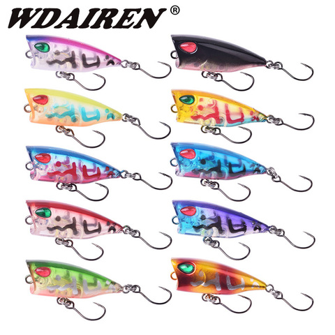 Uds Mini Popper Señuelos de Pesca Wobblers Topwater 4cm 3,5g Isca de plástico Artificial cebo duro Japón Crankbait para perca Pesca ► Foto 1/6