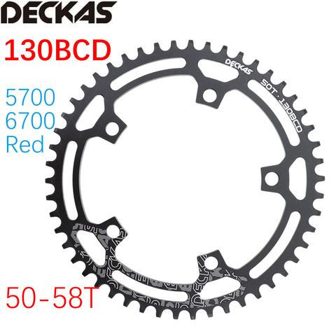 Deckas plato 130 BCD ronda para shimano 5700 6700 50 52 55 58 T 60T bicicleta de carretera de sillín 130bcd sram rojo ► Foto 1/6