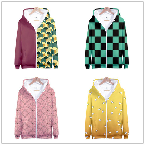 Sudaderas con capucha de Anime Demon Slayer Kimetsu No Yaiba Tanjiro Kamado para hombre y mujer, moda Harajuku, Sudadera con capucha, chaqueta de gran tamaño, ropa ► Foto 1/6