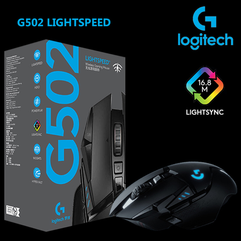 Logitech-ratón de juego LIGHTSPEED G502, con Sensor de Héroe de 16000DPI, soporte de botón, sistema de tensado, para videojuegos, nuevo producto 2022 ► Foto 1/6