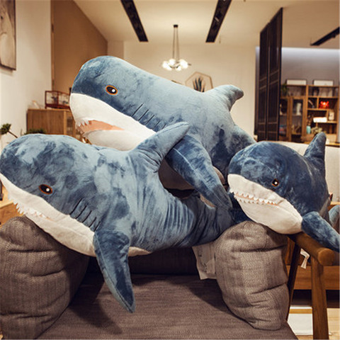 Peluche de tiburón grande y gigante para niños, 100/140cm, suave, piel de tiburón, abrigo semiterminado, almohada con pez, juguetes, regalo para niños ► Foto 1/6