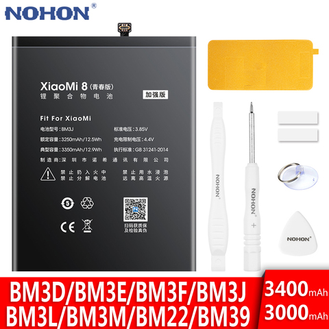 NOHON batería para Xiaomi Mi 8 Lite Pro 9 iPhone 6 5 Mi8 Mi9 9SE 8SE 8Pro 8 Lite reemplazo batería BM22 BM3D BM3E BM3F BM3J BM3L BM3M ► Foto 1/6