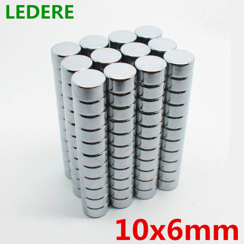 Neodimio N52 Dia 10mm X 6mm imanes fuertes disco pequeño NdFeB tierras raras para modelos artesanales imán adhesivo para nevera 10x6mm 10mm 6mm ► Foto 1/4