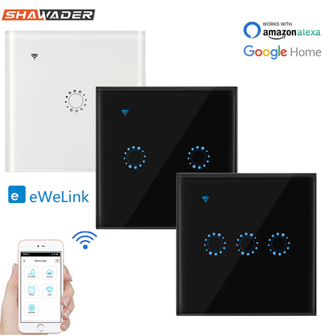 Luz WiFi inteligente interruptores eléctricos de pared Panel de pantalla táctil inalámbrico remoto Control de voz 1/2/3 pandilla trabajo Alexa de Google ► Foto 1/6