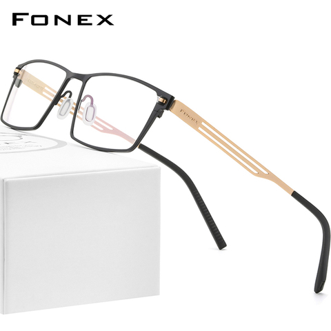 FONEX gafas de titanio de marco de los hombres 2022 nueva receta Plaza marcos de anteojos mujeres miopía óptico sin tornillos gafas 8531 ► Foto 1/6