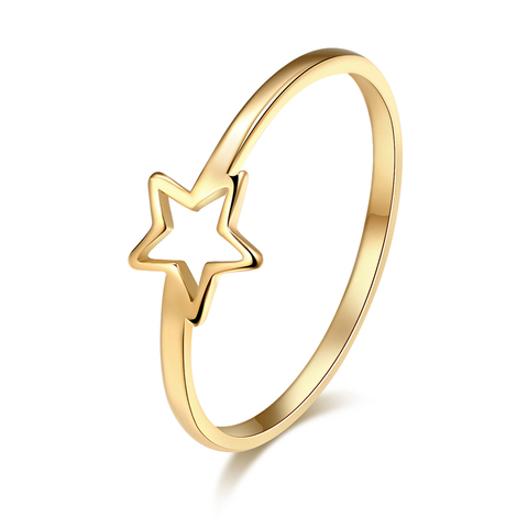 DOTIFI nuevo anillo diario para mujer 316L joyería de acero inoxidable hueco estrella de cinco puntas regalo de fiesta de cumpleaños para mujer E65 ► Foto 1/5