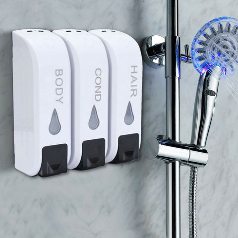 Dispensador de jabón líquido para baño, botella de jabón de manos de Gel de ducha de 350ml montado en la pared, champú para Hotel, centro comercial y cocina ► Foto 1/6