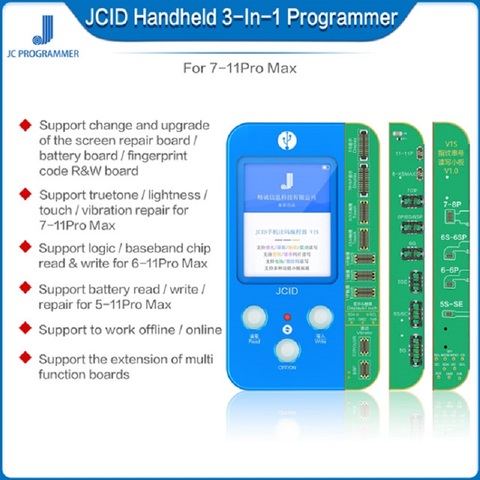 JC V1S teléfono Ture tono reparación programador para teléfono 7P 8P X XR XS MAX 11 Pro MAX batería huella SN lector ► Foto 1/6