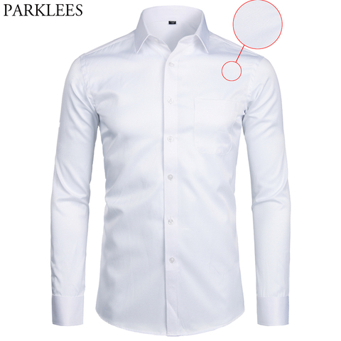 Vestido de negocios blanco, camisa de moda para hombre, camisas informales de manga larga de corte delgado para hombre, ropa de oficina de trabajo para hombre, camisa con bolsillo S-8XL ► Foto 1/6