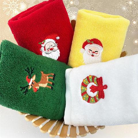 Uds.-toalla facial de algodón de lujo con diseño navideño, toalla de lavado de cara de Santa Claus, Elk, regalo para el baño ► Foto 1/6