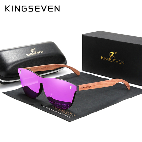 KINGSEVEN-gafas de sol polarizadas para hombre y mujer, anteojos de sol masculinos, de madera Natural Bubinga, a la moda, originales ► Foto 1/5