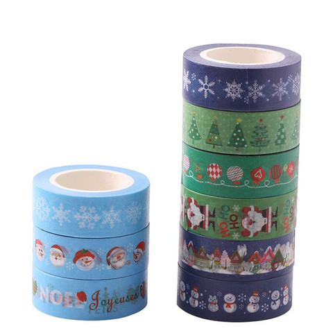 Ayron-Cinta Washi decorativa para árbol de Navidad, cinta de enmascarar para álbum de recortes, suministros escolares y de oficina, 15mm X 10 m, 1 Uds. ► Foto 1/3