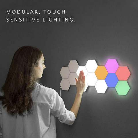 Lámpara de pared Led Quantum, Luz Sensor táctil Modular Hexagonal, creativa, para sala de estar, hogar, dormitorio, decoración, iluminación ► Foto 1/1