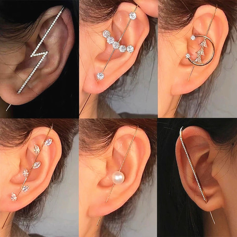 Pendientes de circonia cúbica con gancho para mujer, aretes trepadores, Zirconia, circonita, cristales, estilo bohemio, 1 unidad ► Foto 1/6