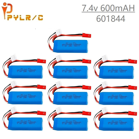 Batería Lipo de 7,4 V y 600mAh para WLtoys K969 K979 K989 K999 P929 P939, piezas de coche RC, 2s, 7,4 v, accesorio para WLtoys K969, 1-10 Uds. ► Foto 1/5