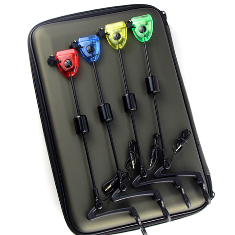 Juego de Swingers de pesca, indicadores de alarma de mordedura de Pesca, 4 Uds. En caja con cremallera, Iluminador Led, accesorios de pesca de carpa, A501 ► Foto 1/6