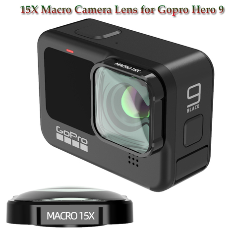 Lente Macro para Cámara de Acción gopro hero 9 4K HD 15X, lente de vidrio óptico para grabación Vlog, accesorios de lentes adicionales ► Foto 1/6