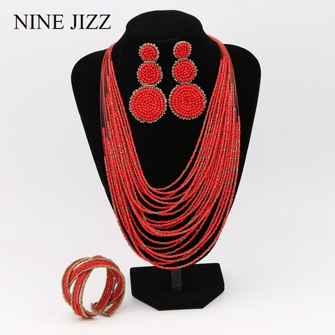 NINEJIZZ-Conjunto de collar bohemio para mujer, collares largos Vintage con cuentas de semillas multicapa, colgantes largos, joyería de boda ► Foto 1/6