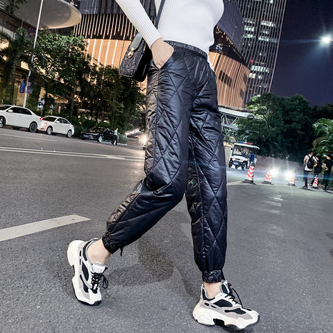 Pantalones acolchados de algodón coreano 2022 para mujer, ropa de calle gruesa de plumón Artificial blanco, pantalones cálidos, japoneses ► Foto 1/6