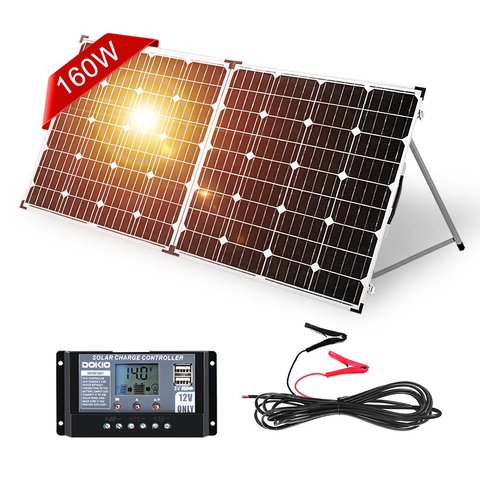 Dokio-Panel Solar plegable de 160W, paneles solares de 18V de China, célula/Sistema de carga resistente al agua, 12V, con controlador, conjuntos solares de 150W ► Foto 1/6