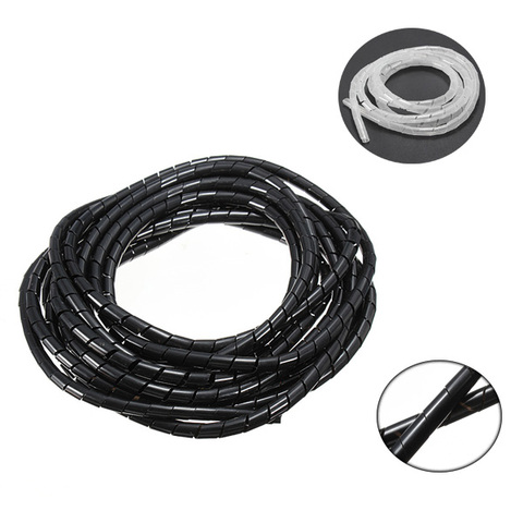 5 M/10 M negro/blanco espiral de alambre organizador vaina de tubo Flexible de gestionar Cable de 6mm mangas para PC ordenador casa ► Foto 1/6