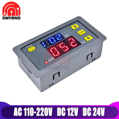 Módulo de tablero de relé de retardo de tiempo Digital de cc 12V, con pantalla LED de doble horario, interruptor de relé de sincronización, fuente de alimentación Ajustable, termolador ► Foto 1/6