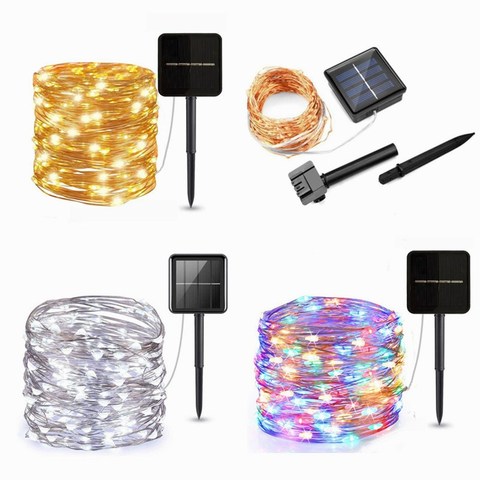 Guirnaldas de luces alimentadas por energía Solar para exteriores, decoración para fiesta de boda, Navidad, Año Nuevo, decoración de boda, 5m, 10m, 20m, 30m ► Foto 1/5