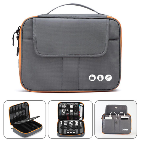 Acoki bolsa organizadora de accesorios electrónicos de viaje de 2 capas de Nylon de alto grado, bolsa de transporte para dispositivos de viaje, tamaño perfecto apto para iPad ► Foto 1/6