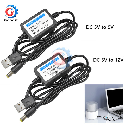 Fuente de alimentación de línea de alimentación de refuerzo USB, 5V a 9V 12V, módulo de Cable de alimentación 1A Cable Adaptador convertidor conector de 5,5mm X 2,1mm ► Foto 1/6