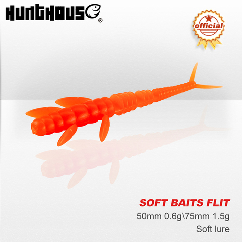 Hunthouse Larva gusanos de pesca de atraer Flit 50mm/75mm 0,6g/1,5g 10 unids/bolsa clasificados rebotando TIC fondo ► Foto 1/6