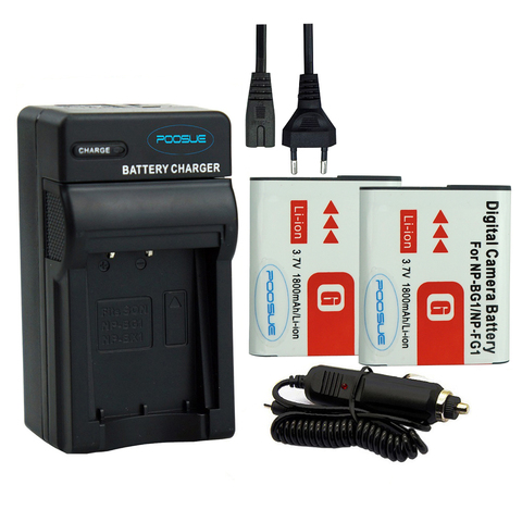 Uds NP-BG1 NP BG1 de batería de la Cámara + UE/cargador para EUA + coche adaptador para SONY HX10 W30 DSC-W210 W100 W110 W120 H10 0036 np-bg1 ► Foto 1/6