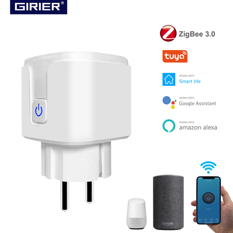 Enchufe inteligente Tuya ZigBee 3,0, enchufe de 16A con Monitor de potencia, Control remoto por voz, inalámbrico, funciona con la UE, Alexa y Google Home ► Foto 1/6