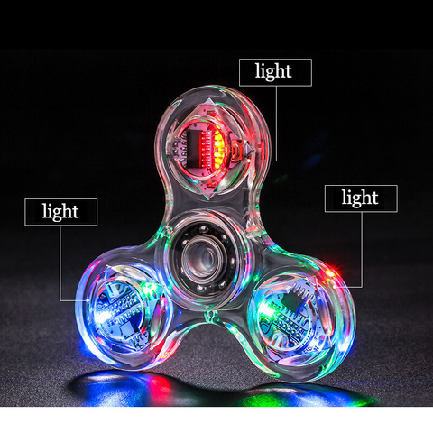 Fidget peonza brillante en la oscuridad juguetes para adultos Anti estrés Led Tri-Spinner autismo luminosa Spinners cinética giroscopio para los niños ► Foto 1/6