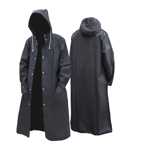 Piloto largo impermeable negro para hombre y mujer, abrigo de lluvia con capucha para exteriores, senderismo, viaje, pesca, escalada, gruesa, moda para adultos ► Foto 1/6