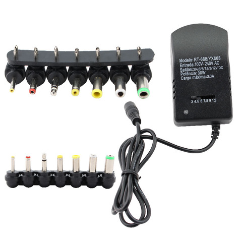 AC DC 220V adaptador de corriente Universal 3v 4,5 v 6v 9V 12V 3A transformador de fuente de alimentación de adaptador de corriente ajustable para la lámpara LED ► Foto 1/6