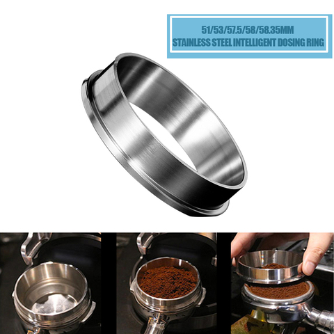 Anillo de dosificación inteligente de acero inoxidable, tazón de elaboración de cerveza, Café en polvo para embudo de Barista Espresso, filtro portátil, 51/53/57.5/58/58.35mm ► Foto 1/6