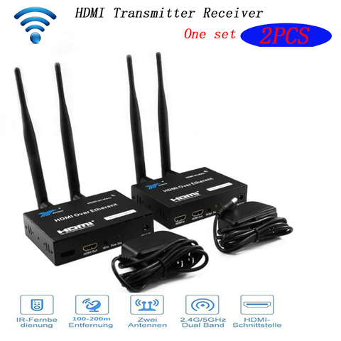 200M 5GHz IR WiFi sistema de transmisión inalámbrica HDMI Extender transmisor de extensión receptor de vídeo convertidor de ordenador a TV HDMI remitente ► Foto 1/6