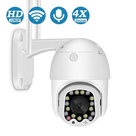 BESDER-Cámara de Audio bidireccional WiFi 1080P PTZ, Zoom Digital 4x, visión nocturna por Color/IR, seguimiento automático, cámara IP impermeable, luz de sirena ► Foto 1/6