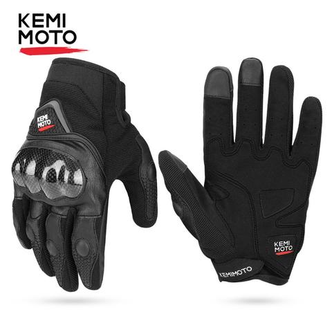 KEMiMOTO-guantes de cuero de fibra de carbono para motocicleta, protectores transpirables para pantalla táctil, para carreras, Motocross, Verano ► Foto 1/6