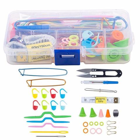 56 Uds conjunto de ganchos de ganchillo con el caso conjunto de agujas de tejer DIY artes y manualidades con agujas tijeras marcadores de puntada accesorios para herramientas de costura ► Foto 1/6
