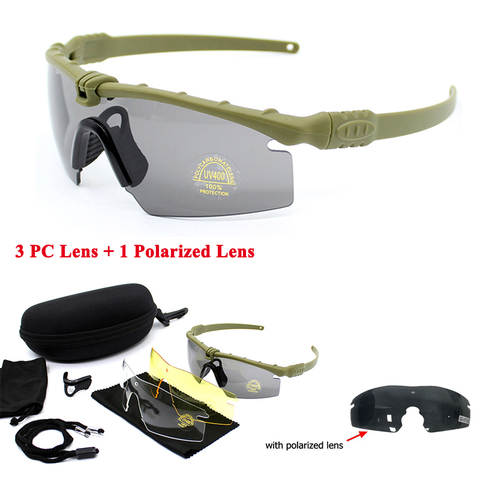 Gafas polarizadas tácticas para deportes, lentes de protección UV400, gafas militares del Ejército, 4 lentes, gafas de acampada ► Foto 1/6