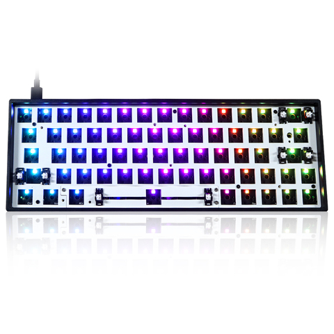 Carcasa con cable Bluetooth programable GK64 GK64x GK64xs RGB, intercambio en caliente, placa PCB, Cherry teclado MX, kit de bricolaje, espacio reemplazable ► Foto 1/6