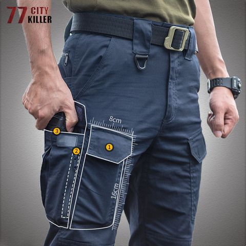 IX10-Pantalones tácticos para hombre, pantalones de combate elásticos con múltiples bolsillos, ajustados, impermeables, estilo militar, para correr ► Foto 1/6