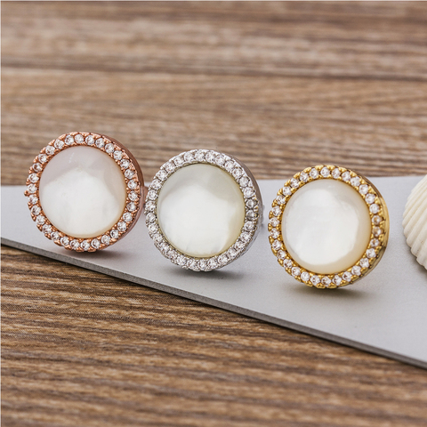 De concha de moda elemento nuevo de lujo oro/oro rosa/Color plateado CZ piedra de cristal gota pendientes para las mujeres las niñas de regalo de la joyería ► Foto 1/6