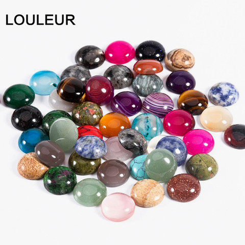 Louleur 10 unids/lote Piedra Natural cabujón 4 6 8 10 12mm 25 patrones para DIY anillo de collar de pulsera de pendiente de joyería encontrar ► Foto 1/6