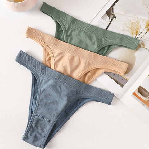 Tanga Sexy para mujer, ropa interior, calzoncillos femeninos Entrepierna de algodón, bragas cómodas, lencería Sexy, Bikini sin costuras ► Foto 1/6