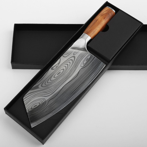 Cuchillo de cocina de 8 pulgadas de acero inoxidable, juego de Chef chino para picar carne, cortar verduras, con caja de regalo ► Foto 1/6